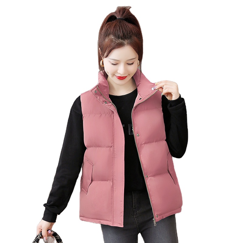 2021 wholesale warm lightweight chaleco high quality casual stand collar women vest waistcoat jacket puffer vest with zipper