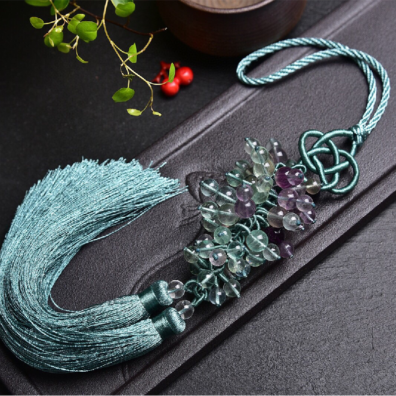Natural fluorite carved grape bunch car pendant decorations, good quality, meaning good luck and safe travel