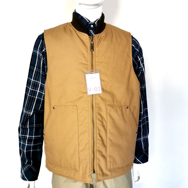 America Workwear Vest Made In China OEM Service Duck Canvas Fabric Men Cotton Custom Winter Canvas Vest
