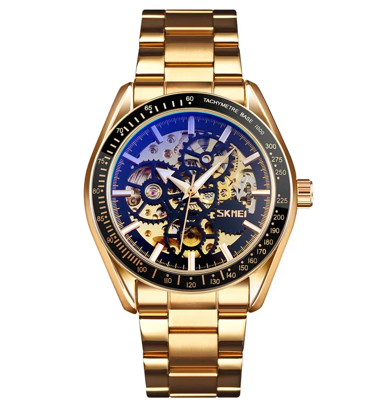 Watches Automatic Mechanical Luxury Skmei #9194 Gold Oem Automatic Mens Skeleton Mechanical Watch