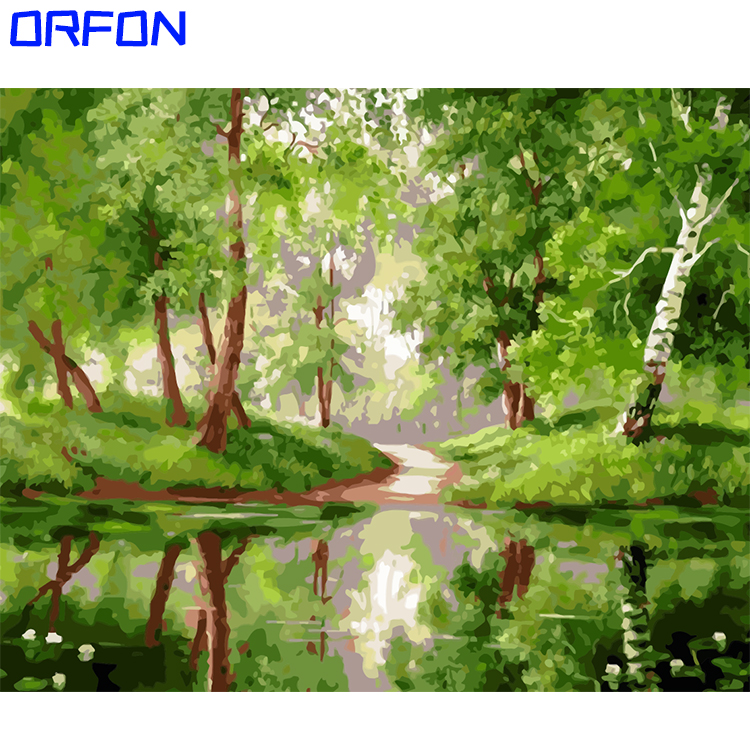 Orfon LY322 краска по номерам DIY декоративная картина маслом для гостиной современный пейзаж лес пейзаж на холсте без рамки