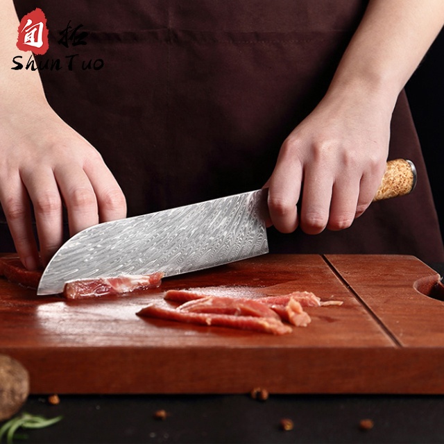 Дамасский нож ручной работы vg10 santoku, Большой кухонный нож сантоку, дамасский, дамасский, 7 дюймов