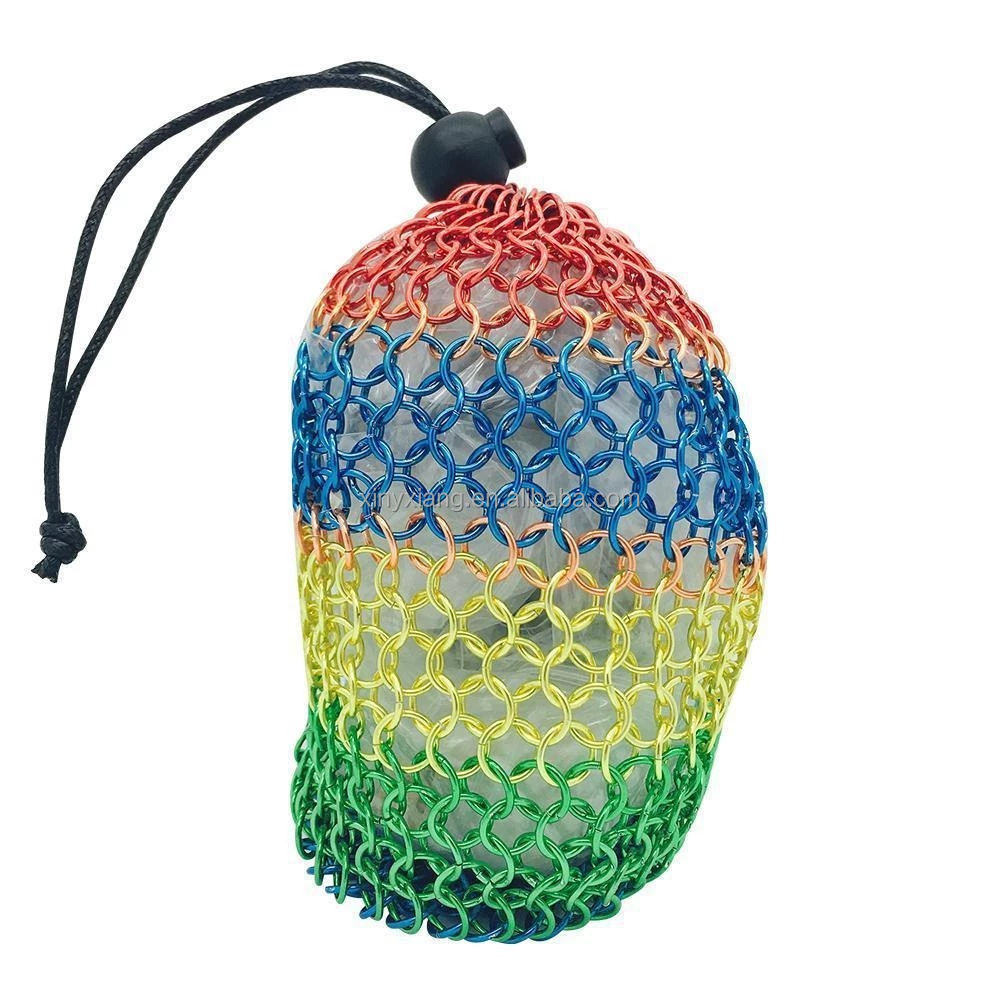 Заводская изготовленная на заказ сумка для костей Chainmail из нержавеющей стали, сумка для костей Chainmail из нержавеющей стали, кольчужная сумка для костей