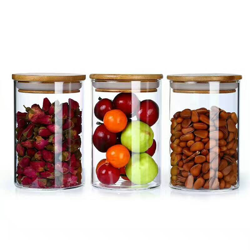 Heat Resistant Kitchen Glass Jars High Borosilicate Airtight jars Clear Glass Food Storage Bottles   Jar With Lids