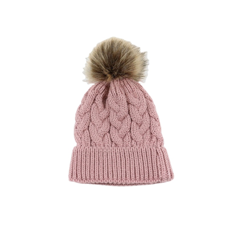 winter warm Parent-Child hat baby Crochet Ski Cap cable knit beanies with pom pom, Children Hats Caps