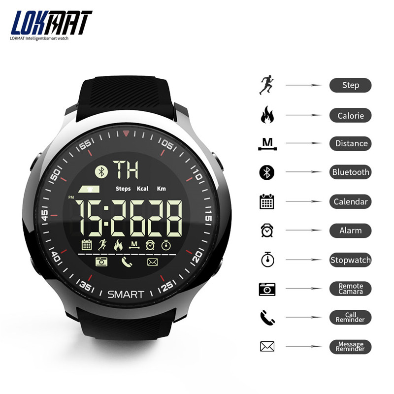 Lokmat MK18 Smartwatch 5ATM IP68 Waterproof Backlight Pedometer Stopwatch Information Reminder Outdoor Smart Watch