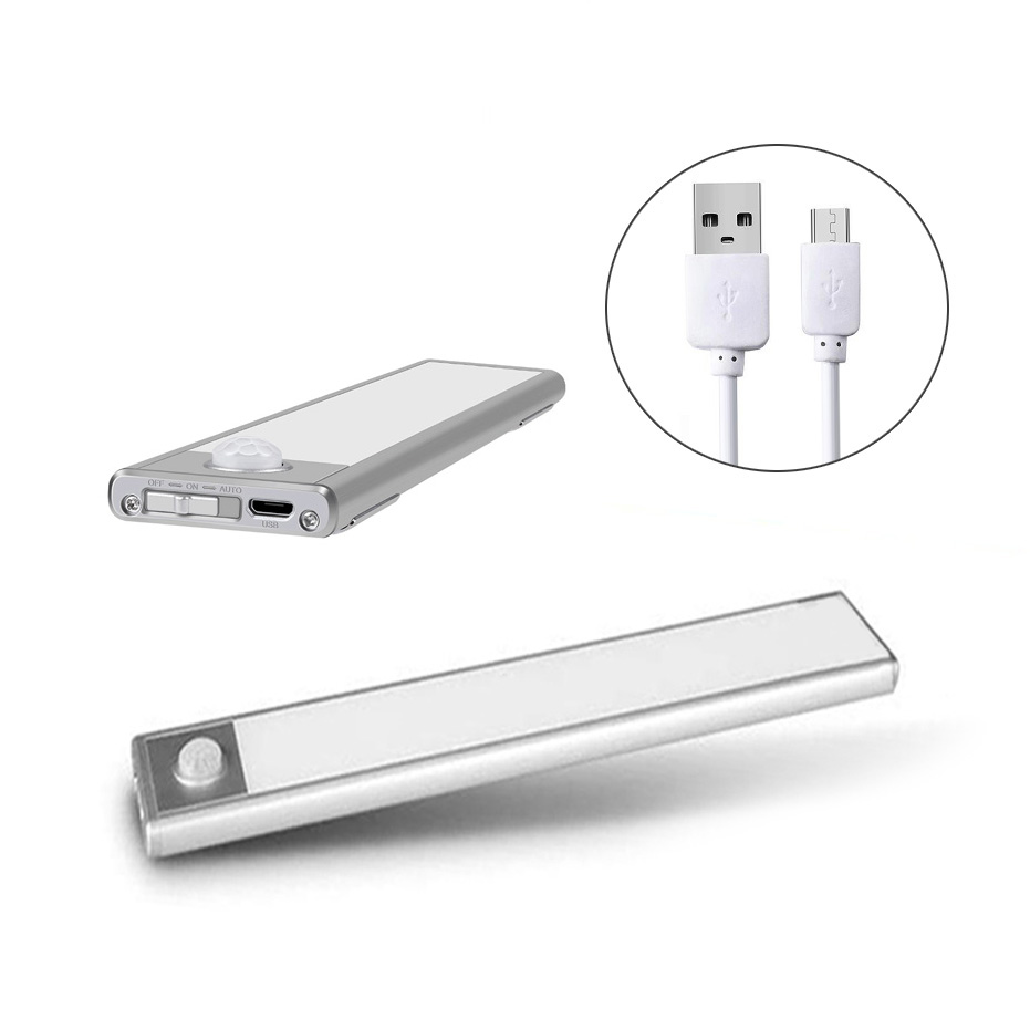 Ультратонкий 12 см 23 см 40 см PIR датчик движения USB Перезаряжаемый светодиодный светильник под шкаф
