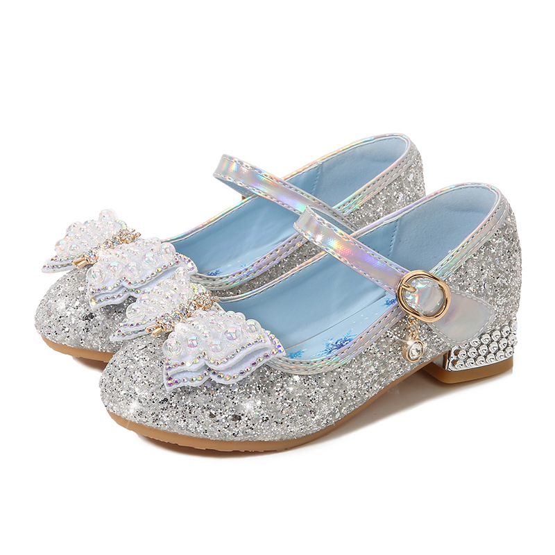 Spring new girls Frozen Aisha princess catwalk show performance high heeled crystal shoes