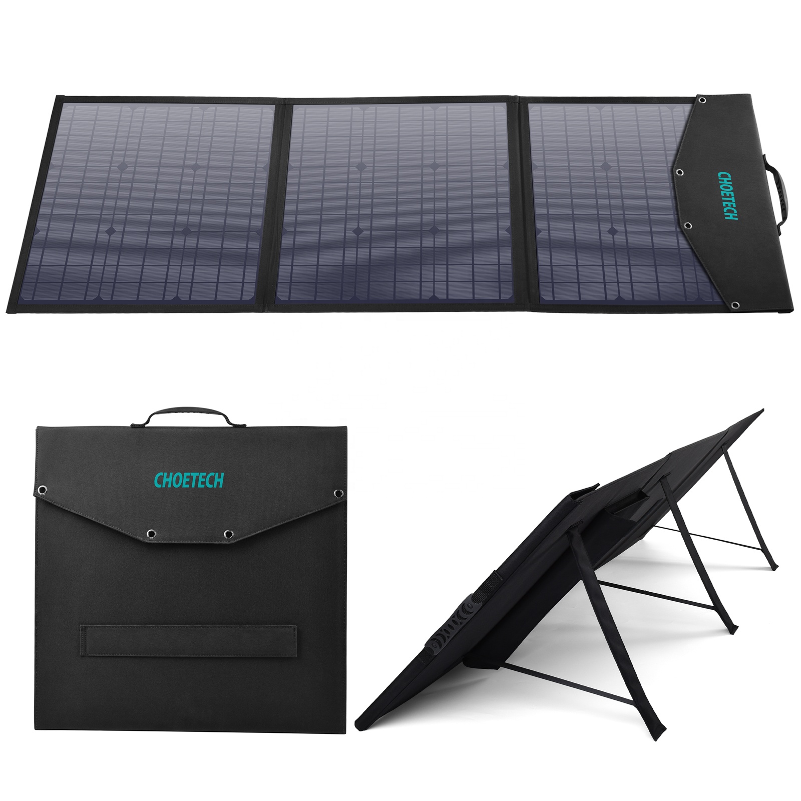Choetech SC008 120W Foldable Solar Charger With Kickstands 18V DC+60W PD Type C