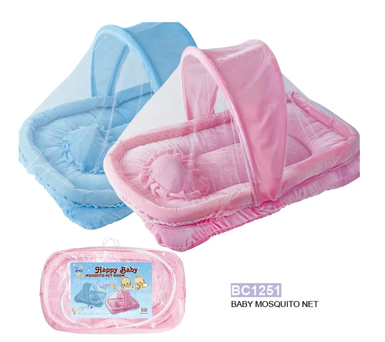Flannel baby mosquito net with bottom pad and pillow