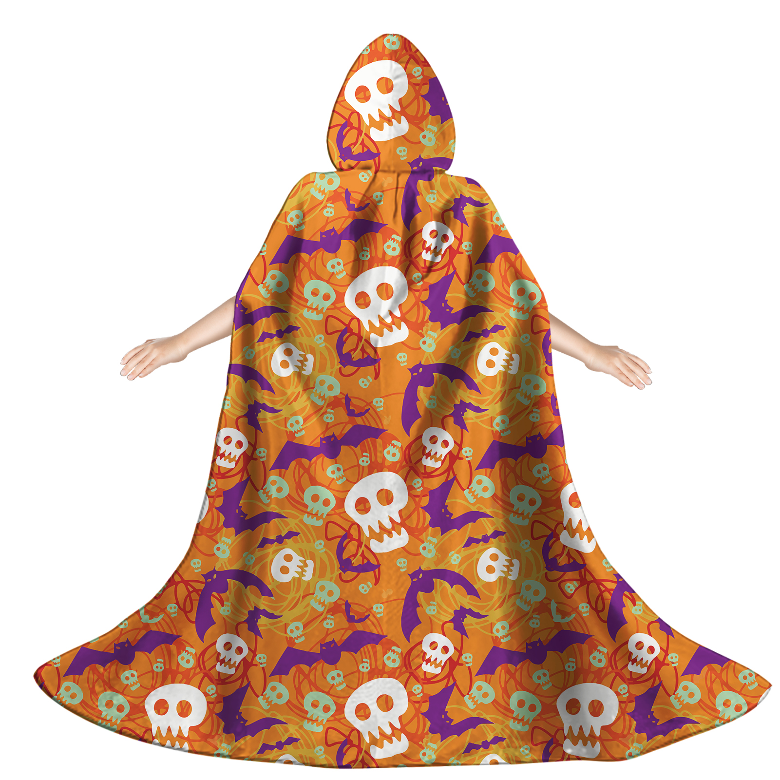 2021 Wholesale Factory Halloween Costume for Kids Hooded Cloak Halloween Cute Skull Bat Cape