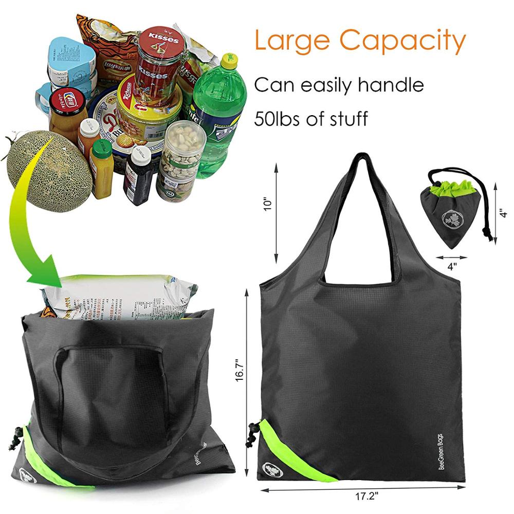 Reusable Grocery Bags Machine Washable Sturdy Ripstop Polyester Foldable Reusable Shopping Bags shopping fold bag