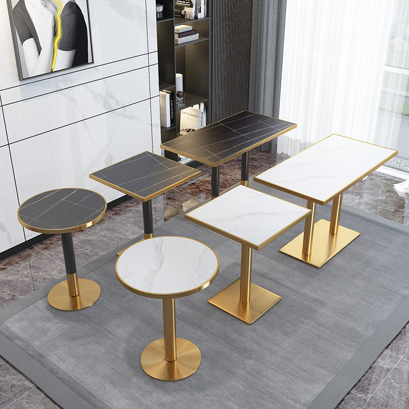 Round и Rectangular Marble Coffee Table Set, Restaurant Decoration, Modern, Luxury