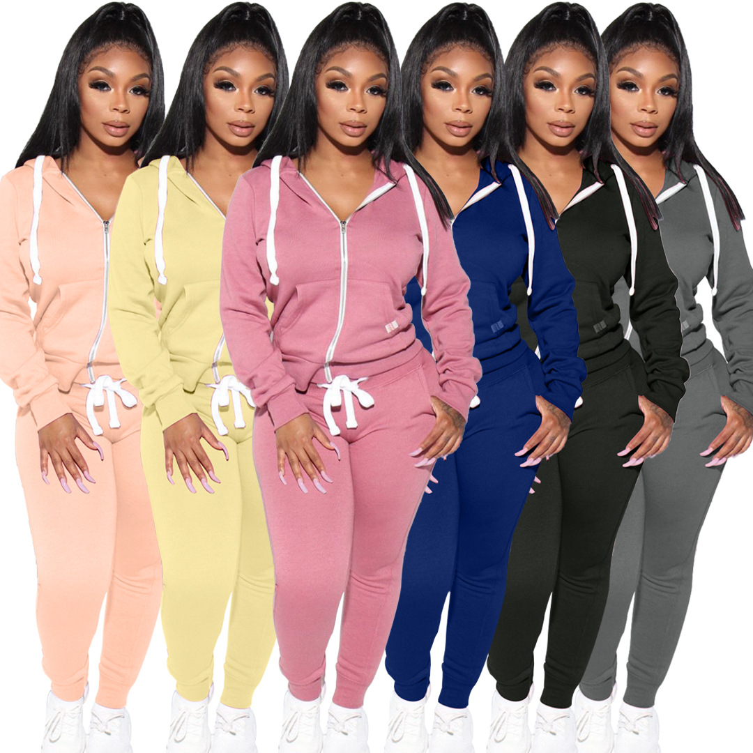 Women Clothing Sets Hoody Sweatshirt Pants Set Tracksuit Long Sleeve Zip up Hooded Jackets Jogger Suits Women 2 pcs Sets RS00924