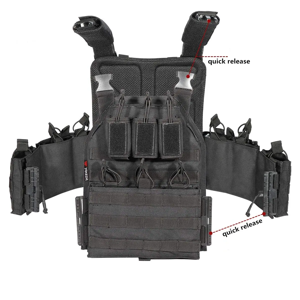 YAKEDA Outdoor Quick Release Molle Chaleco Tactico Personal Protective Nylon Plate Carrier Tactical Vest for Men