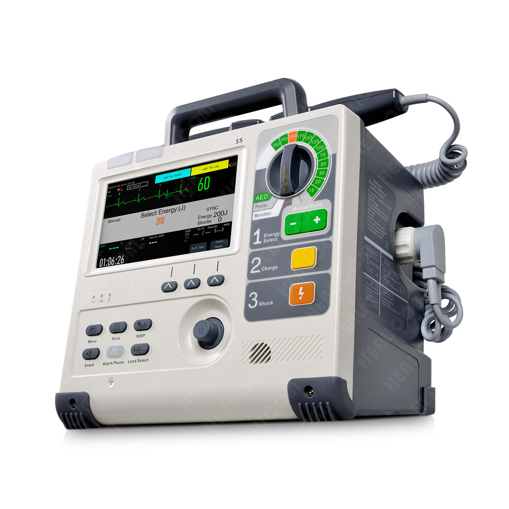 S5 Portable Emergency Biphasic AED Automated External Cardiac Defibrillator Monitor