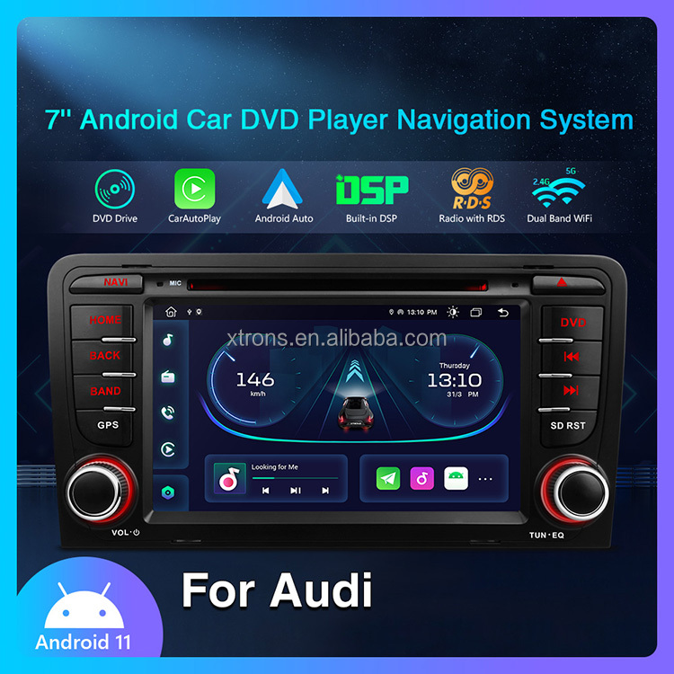 7 inch Android 11 Octa Core Car DVD Player Navigation System With Built-in CarPlay Android Auto DSP Support AHD Camera for Audi