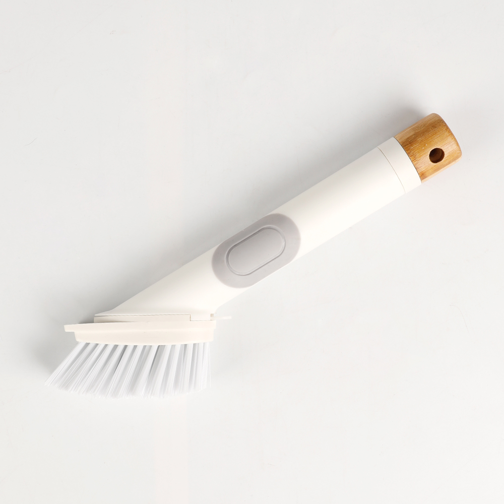 Modern Design White Multi-purpose Liquid Soap Dispenser Cleaning Brush Kitchen Tools