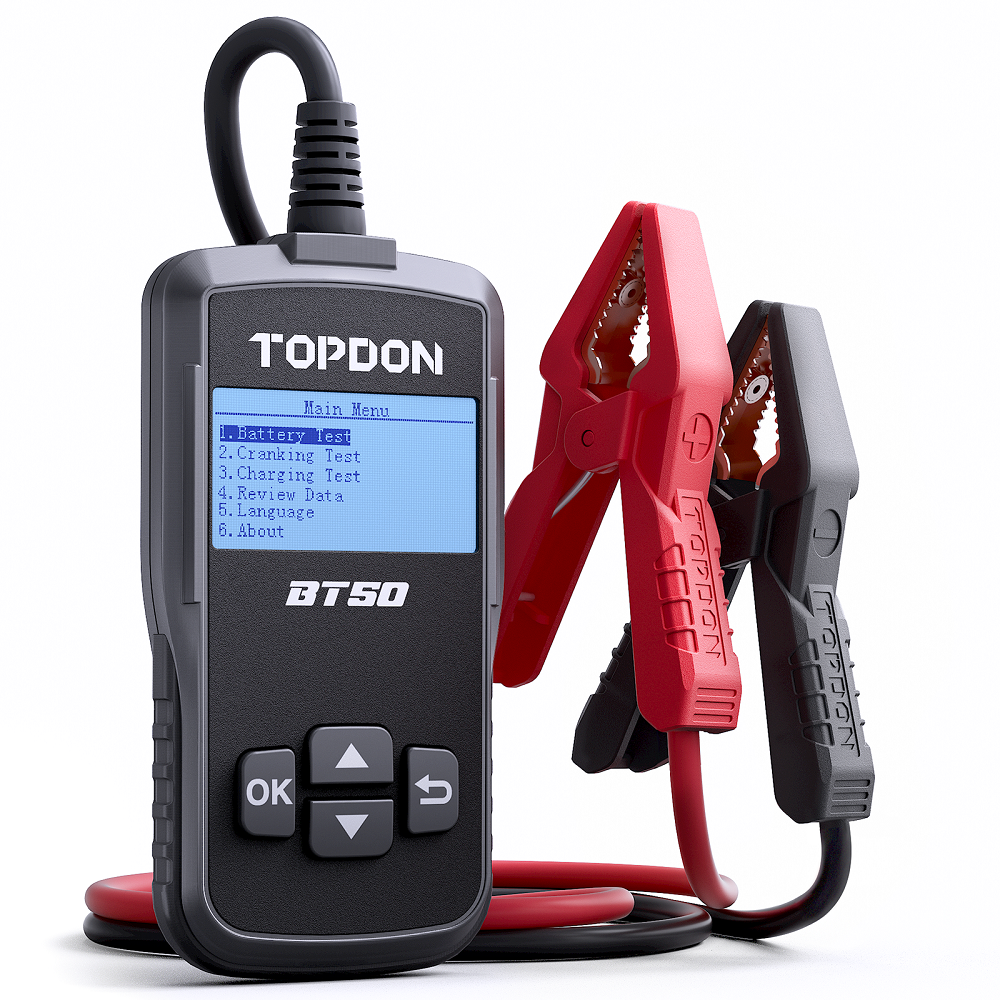 Тестер автомобильных аккумуляторов TOPDON BT50, 12 В, 200 ач, 10 А, цифровой тестер батарей Aa, анализатор для автомобильных летучей мыши