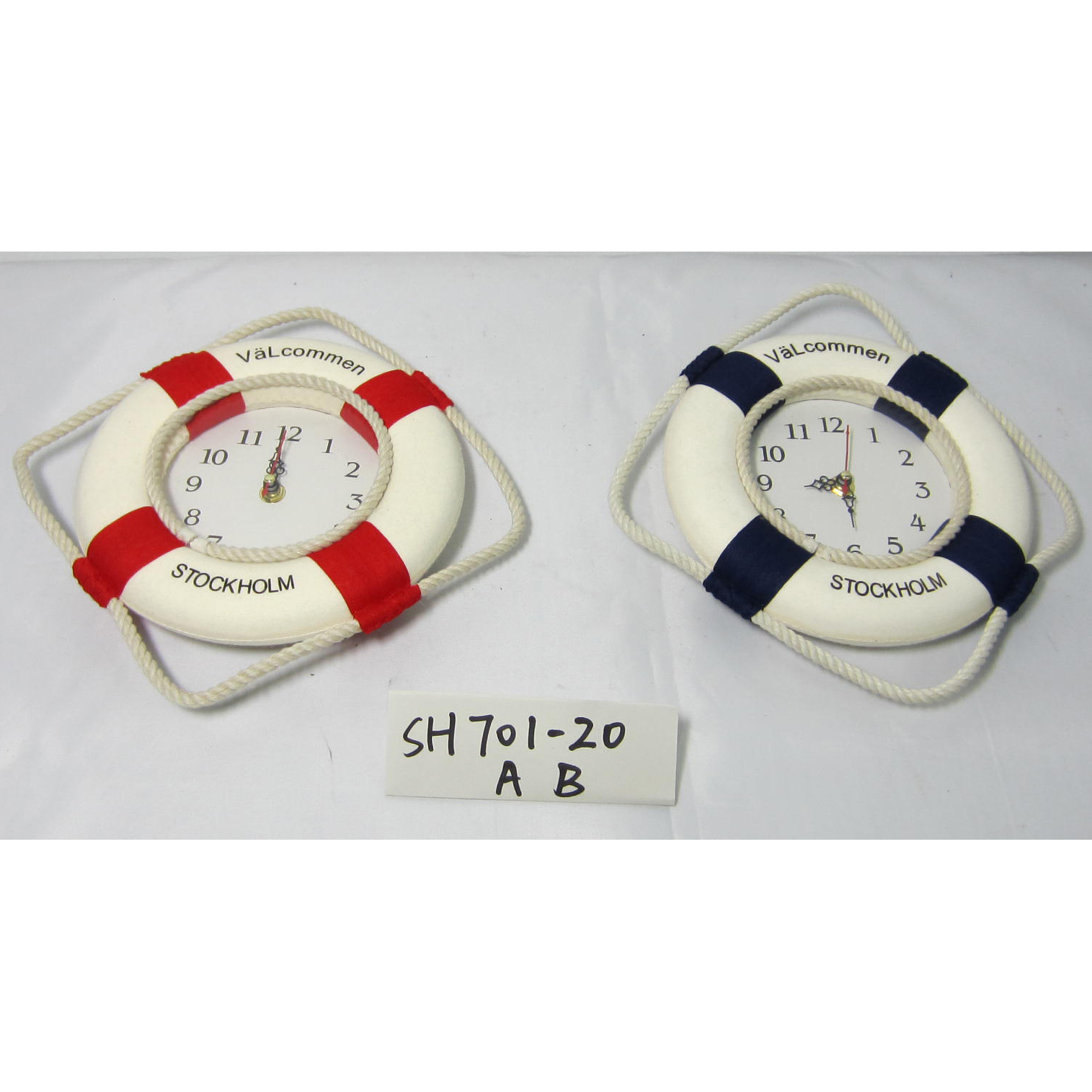 Marine life ring Clock, "VALCOMMENT STOCKHOLM" , 20cm life buoy ring Clock
