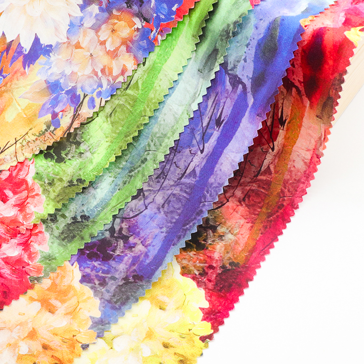 NO MOQ breathable custom floral flower pattern 100% polyester digital printing fabric