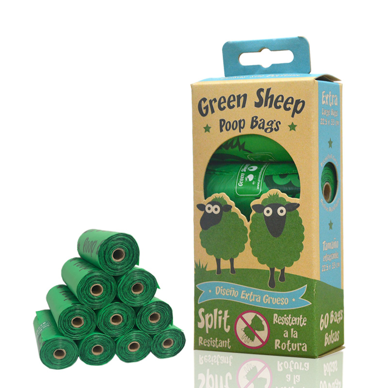 Custom Green Biodegradable Plastic Pet Dog Cleaning Garbage Poop Bag Dog