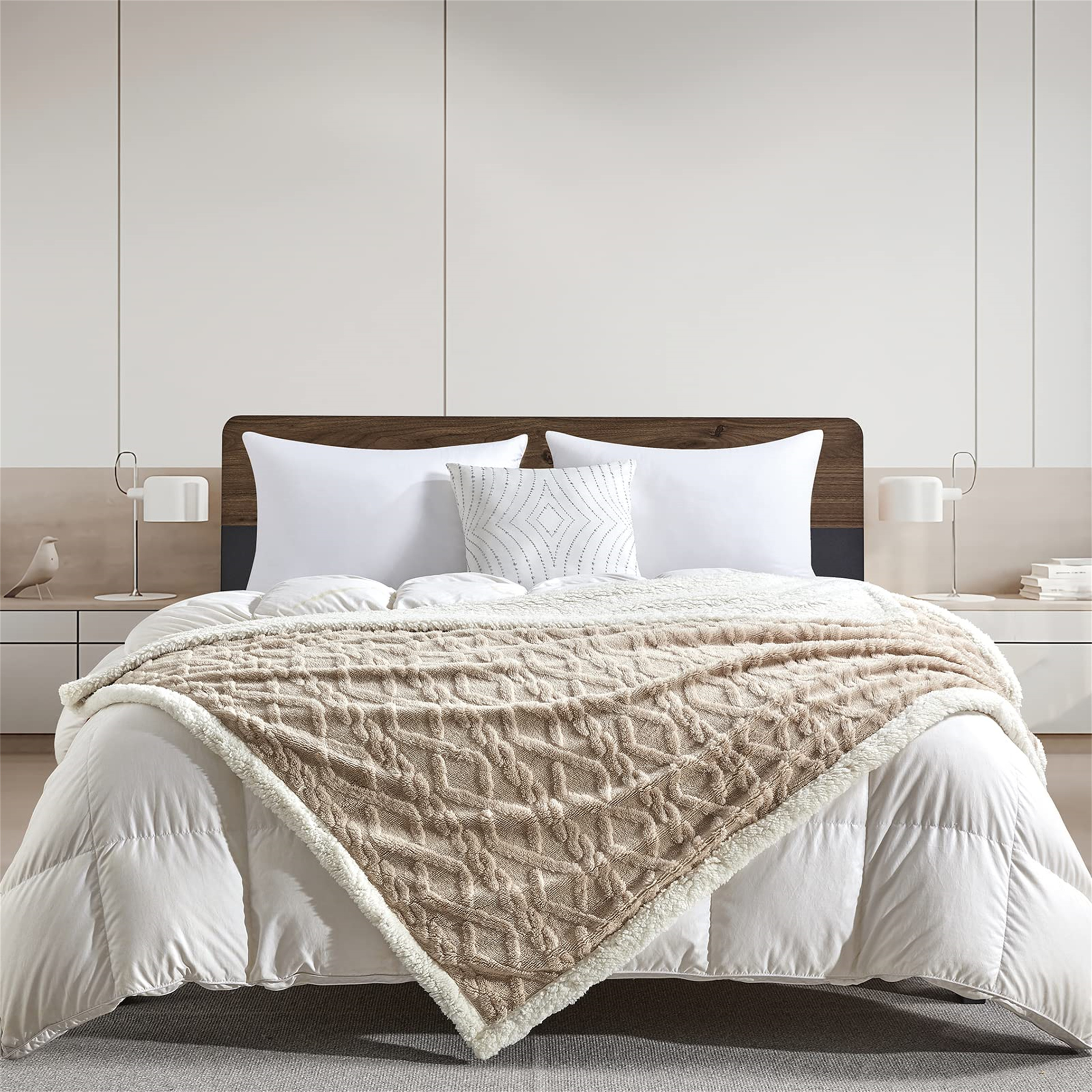 Home textile china Oeko-Tex 100 knitting 100% Polyester custom plaid sherpa throw blanket for hotel