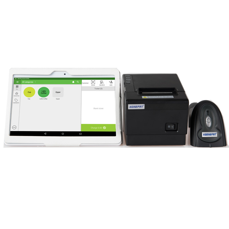 Android POS сенсорный экран планшетный ПК 10 дюймов POS кассовый аппарат для розничной торговли с принтер и сканер HS-B07