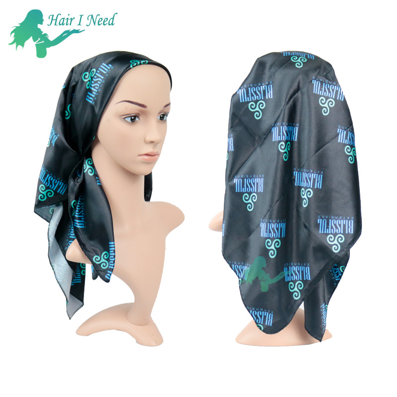 Hot Sale High Quality Custom Logo Design 80*80 cm Silk Satin Hairband Scarf