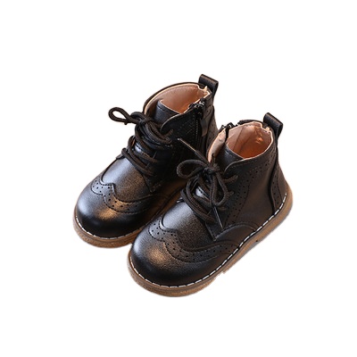 New side zipper students shoes, shoes, girls soft sole casual shoes, children's middle upper boots