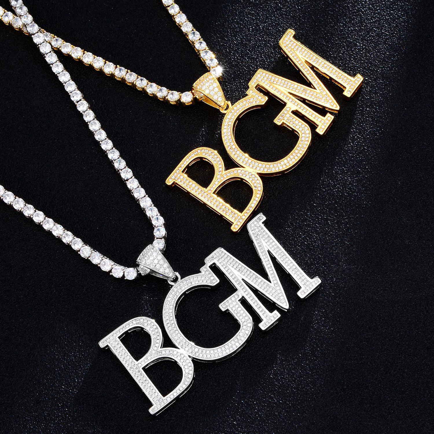 Customized Diy Gold Crystal Cz Name Letter Pendants Alphabet For Tennis Cuban Link Jewellery Making Necklaces