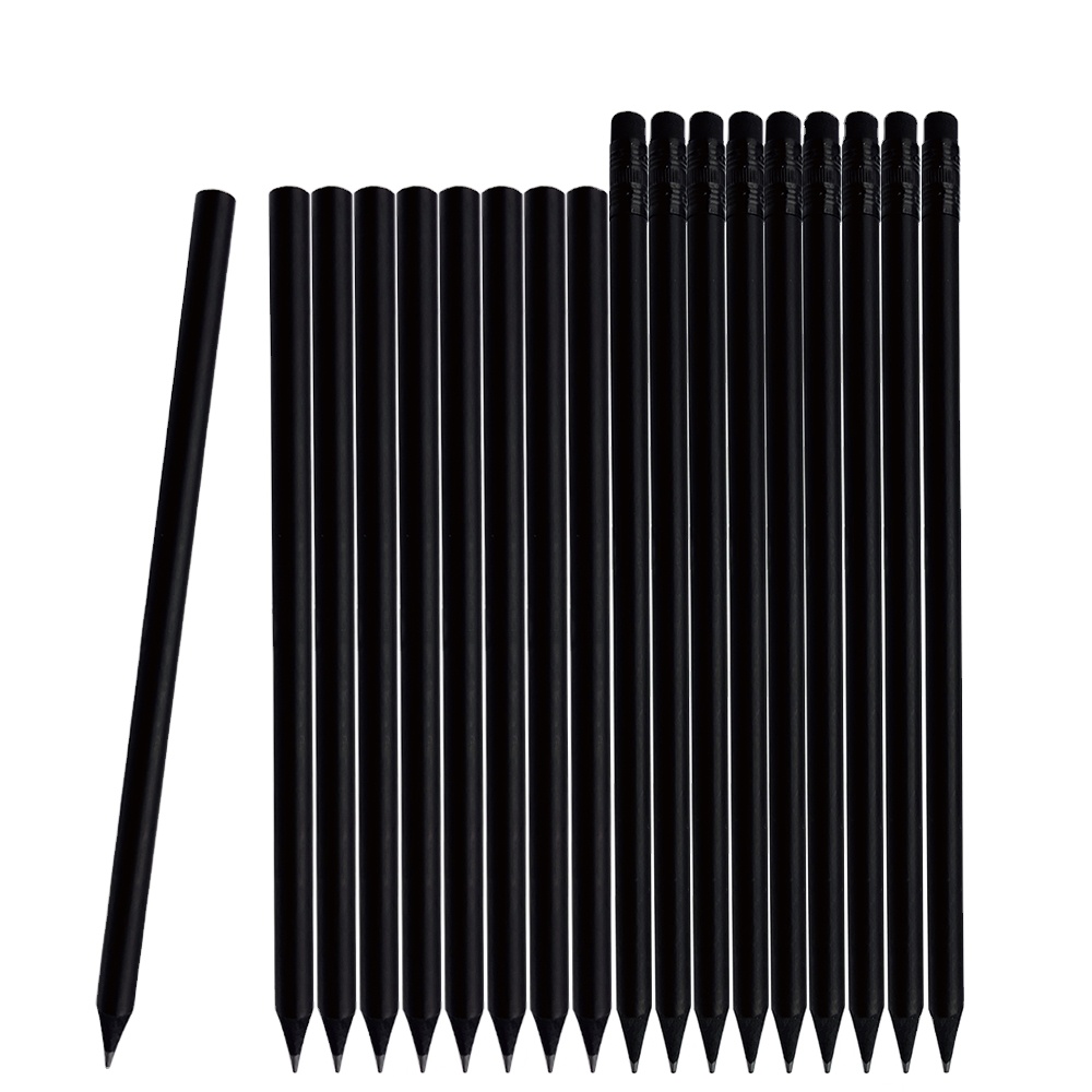 Hot Sale Black Wood Resin Student Business Hotel Pencil Can Screen Pad Printing Laser Logo
