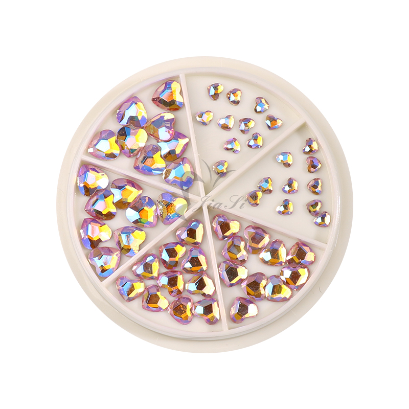 New style multi shape glass crystal pink heart flat back nail art rhinestones for nail art decoration