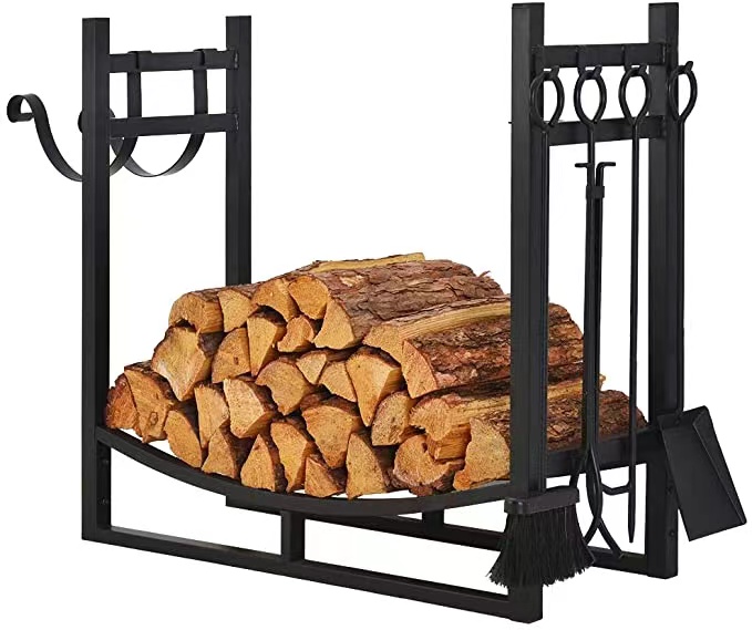 Indoor Firewood Rack Upgraded Adjustable Heavy Duty Logs Stand Stacker Holder for Fireplace Steel Quarter Cord Firewood Rack