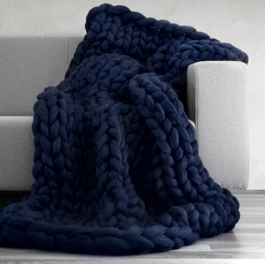 Wholesale Interior Home Decor Textured Solid Soft Sofa Throw Couch Cover Knitted Decorative Blanket
