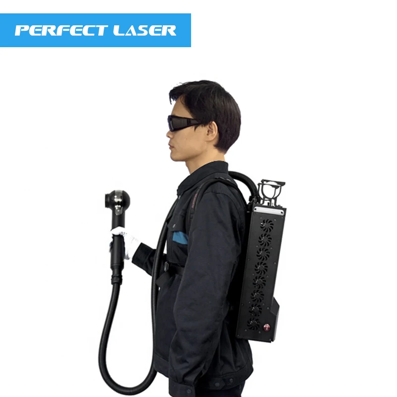 Perfect Laser-Mini Backpack Handheld Metal Non-metals Portable JPT Pulse Fiber Laser paint Cleaner Rust Removal Cleaning Machine
