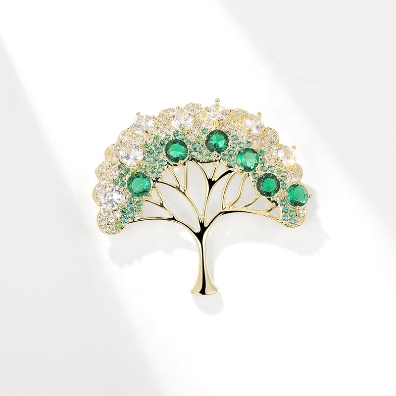 XILIANGFEIZI Wholesale Personality Fashion Design Clothing Badge Copper Zircon Christmas Tree Brooch For Kids