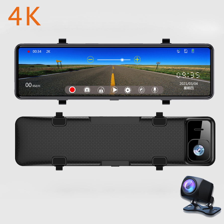 2021 Новое обновление 4K full HD 12 дюймов сенсорный экран зеркало заднего вида с двойным каналом ночного видения камера dvr Wi-Fi dash cam 4k