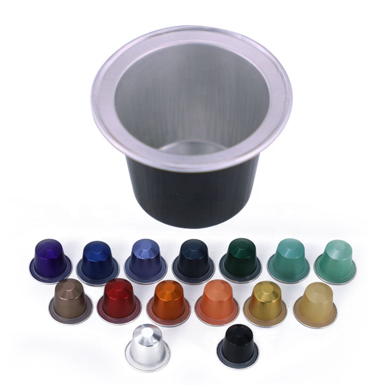 Aluminum foil empty disposable coffee cups colored Eco-freindly packaging dulce gusto heat sealing nespresso coffee capsule