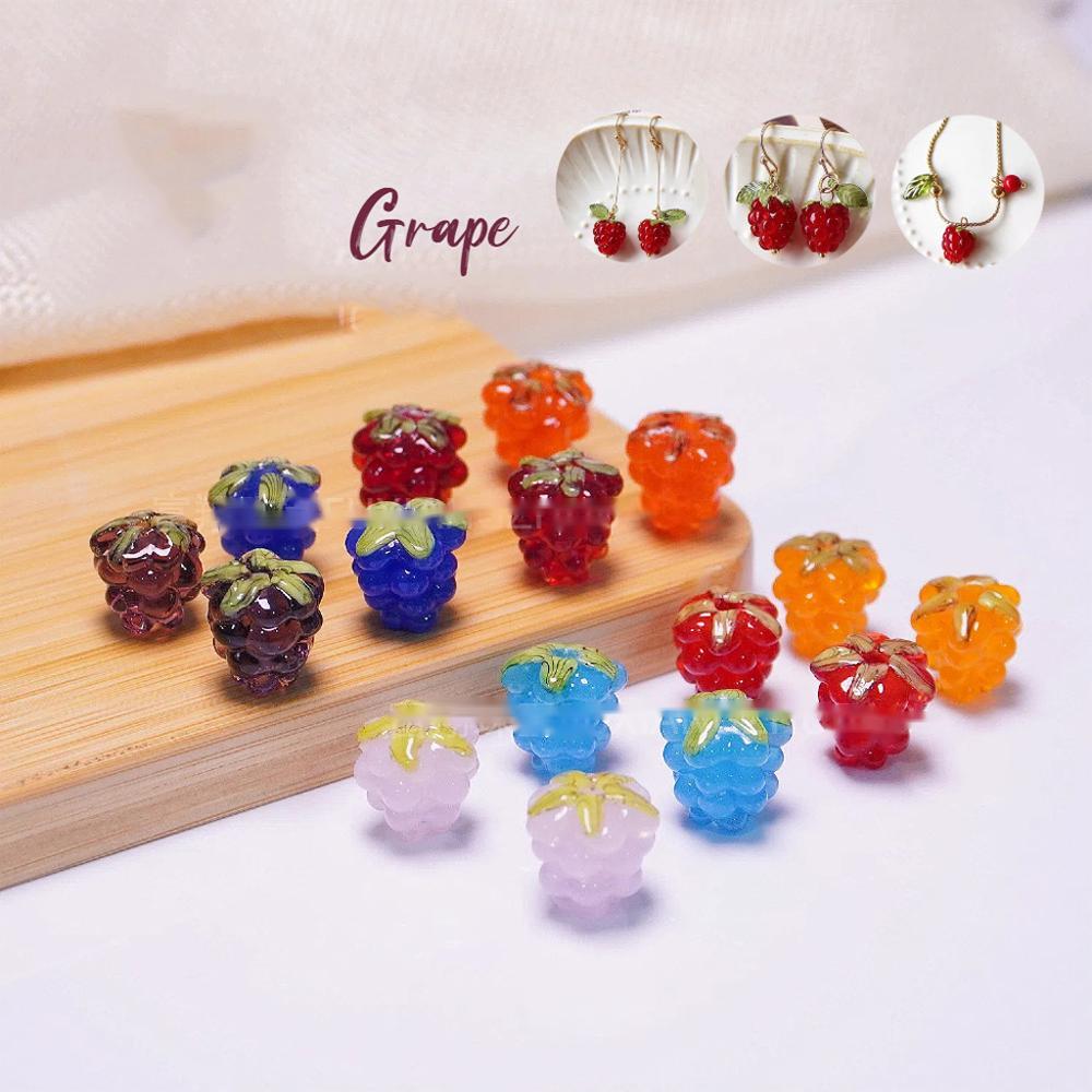 Glass Grape Lampwork Beads for DIY Jewelry Necklace Earrings Handmade Crystal Glass Fruit Beads
