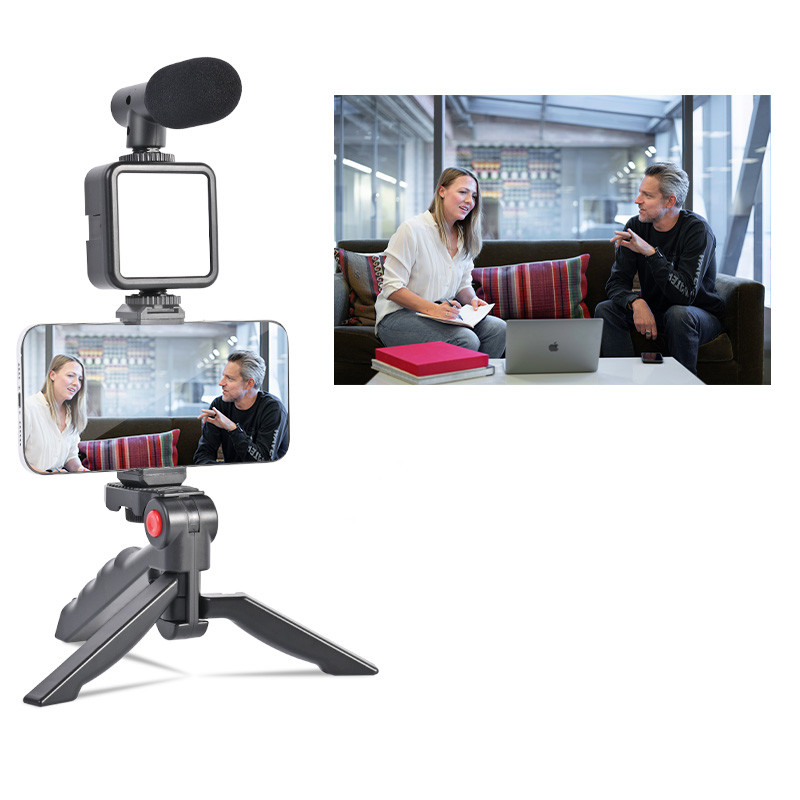 Новый мини-штатив со светодиодной подсветкой, Vlog Kit, Vlog, микрофон для телефона