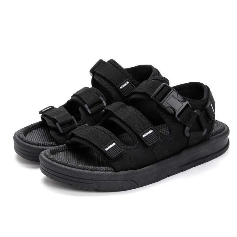 custom print solid black casual fabric waterproof Roman breathable flat slipper soft eva man sandal outdoor