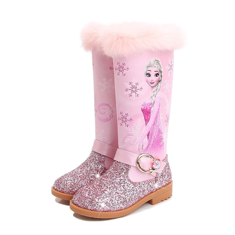 Winter new children's boots frozen Princess Elsa and velvet Princess boots