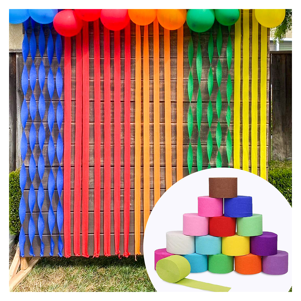 RUI YI 5*250cm Colored Crepe Paper Roll Paper Craft Origami Crinkled Crepe Wood Pulp Specialty Paper