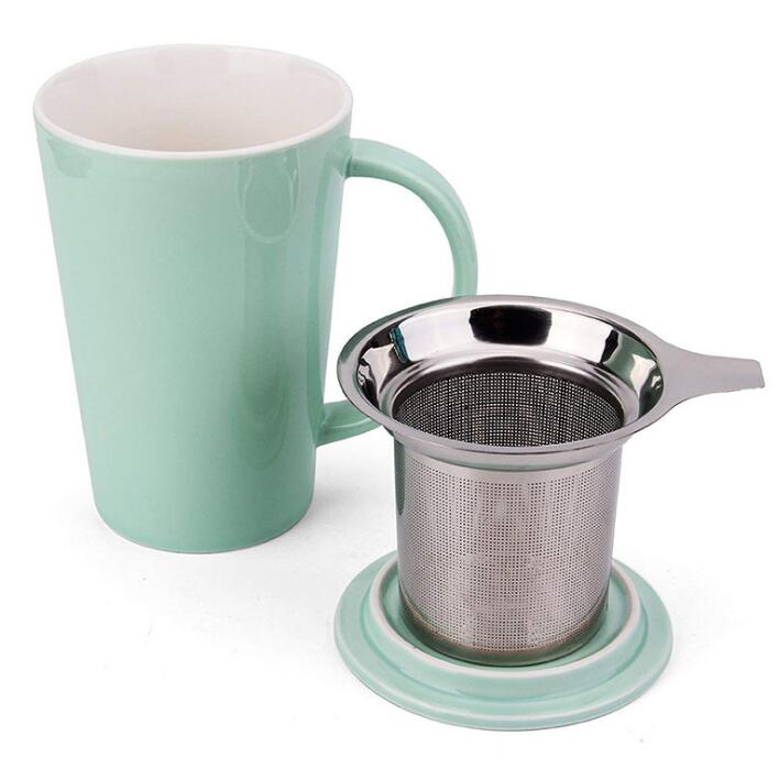 Ceramic Tea Cups with Infuser and Lid Porcelain Tea Mug with Strainer Gift Cup