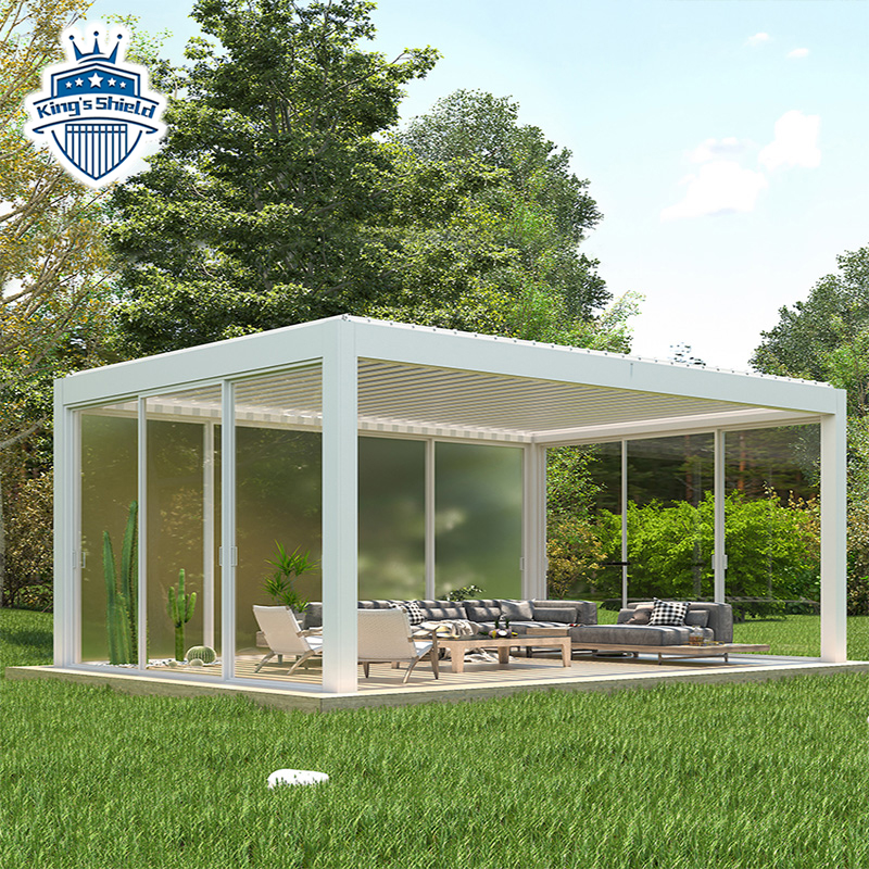 Decorative Automatic Remote Control Aluminum Slat Fence Garden Pergola And Gazebos Outdoor With Waterproof