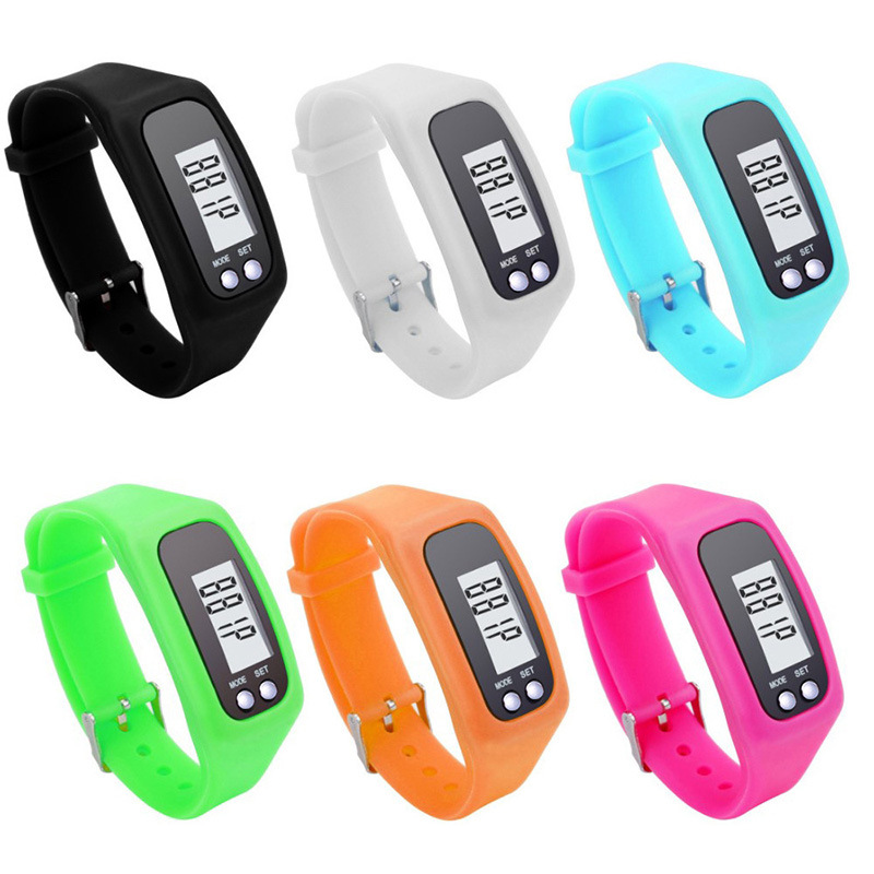 Outdoors silicone exercise watch wristband pedometer sports running LCD calorie pedometer step counter