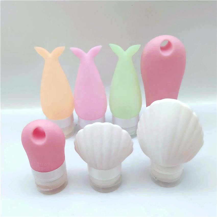 Cartoon 48ml shell-shaped emulsion leakproof silicone travel bottle factory direct sales