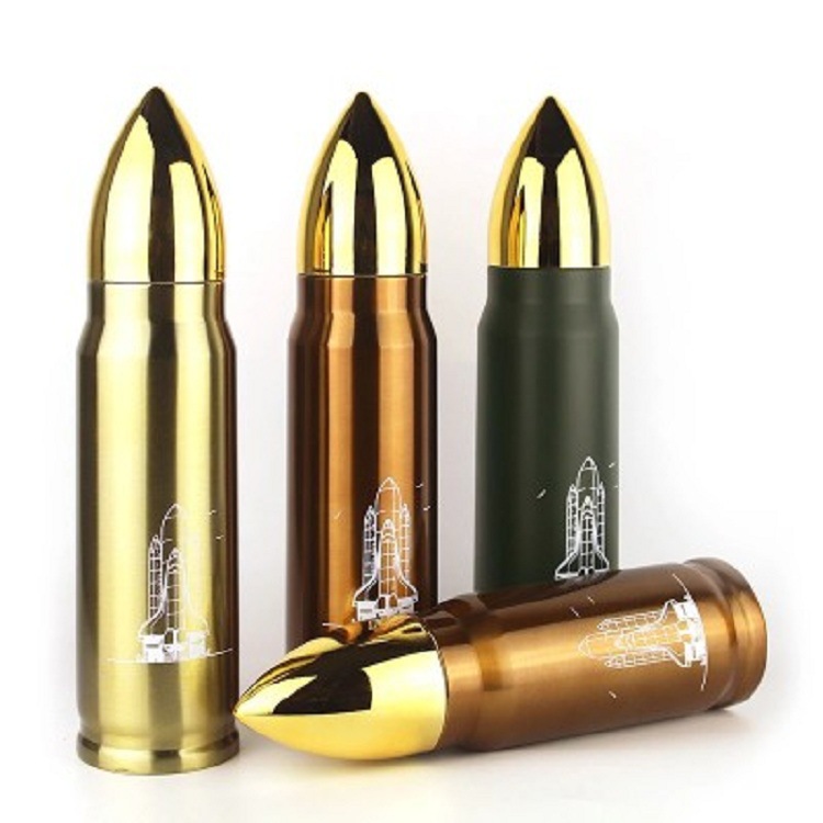 Seaygift custom logo double walled 500ml 1000ml vacuum bottle thermal insulated bullet shaped stainless steel Thermos