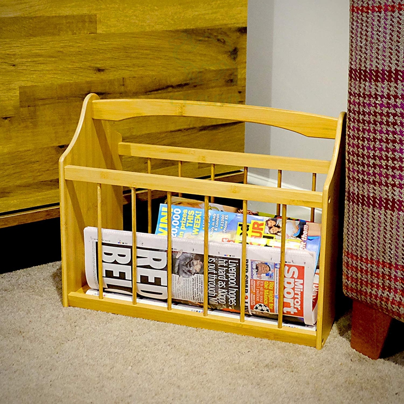 Bamboo Wooden Newspaper Holder Magazine Rack